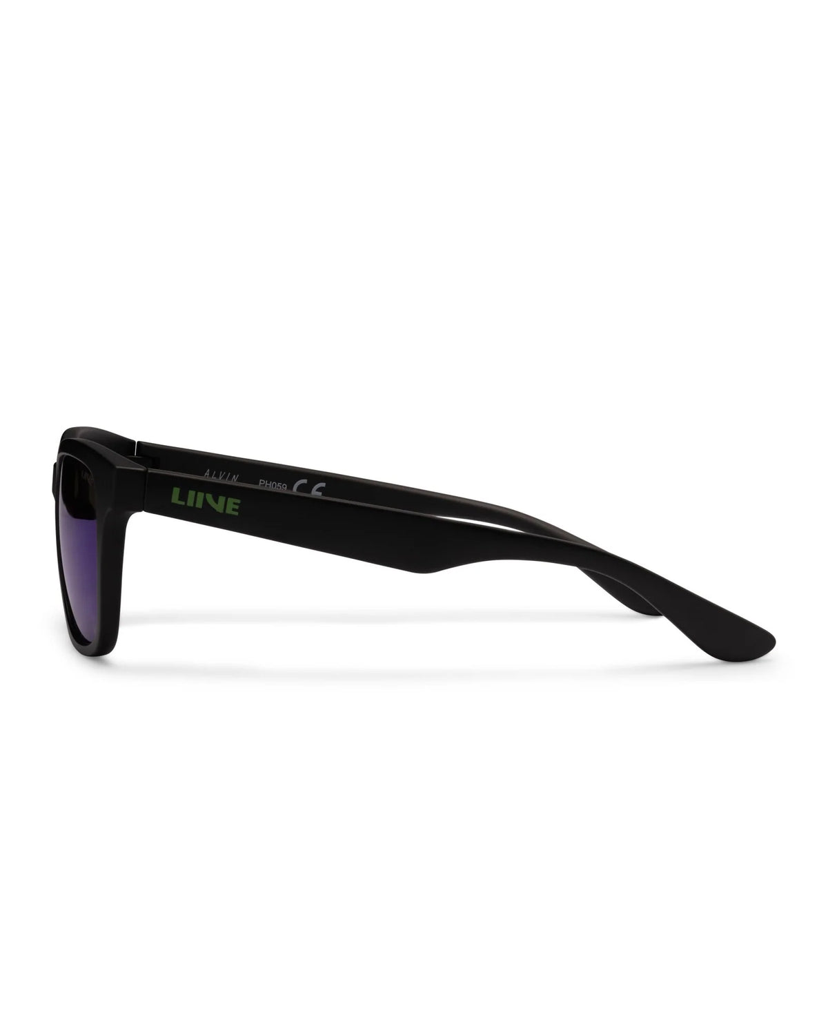 ALVIN.  Matte Black/Green Mirror