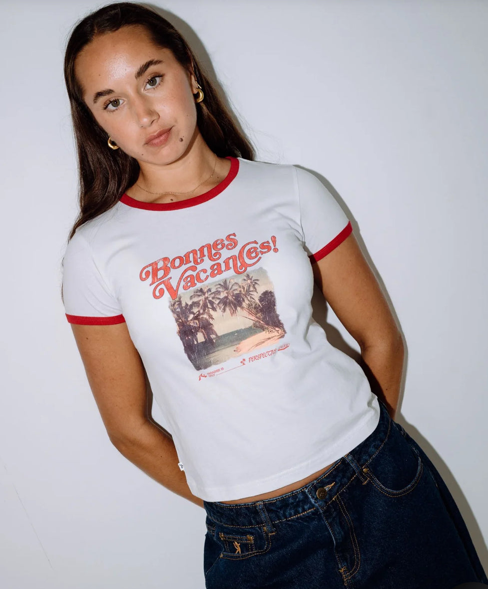 Bonnes Vacances Ringer Baby Tee