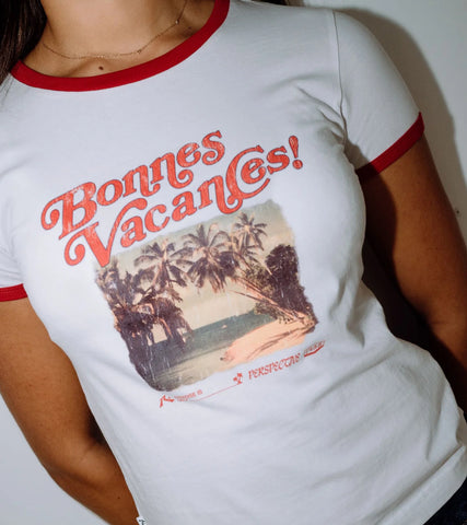 Bonnes Vacances Ringer Baby Tee