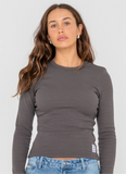 Rusty essentials ribbed long sleeve tee