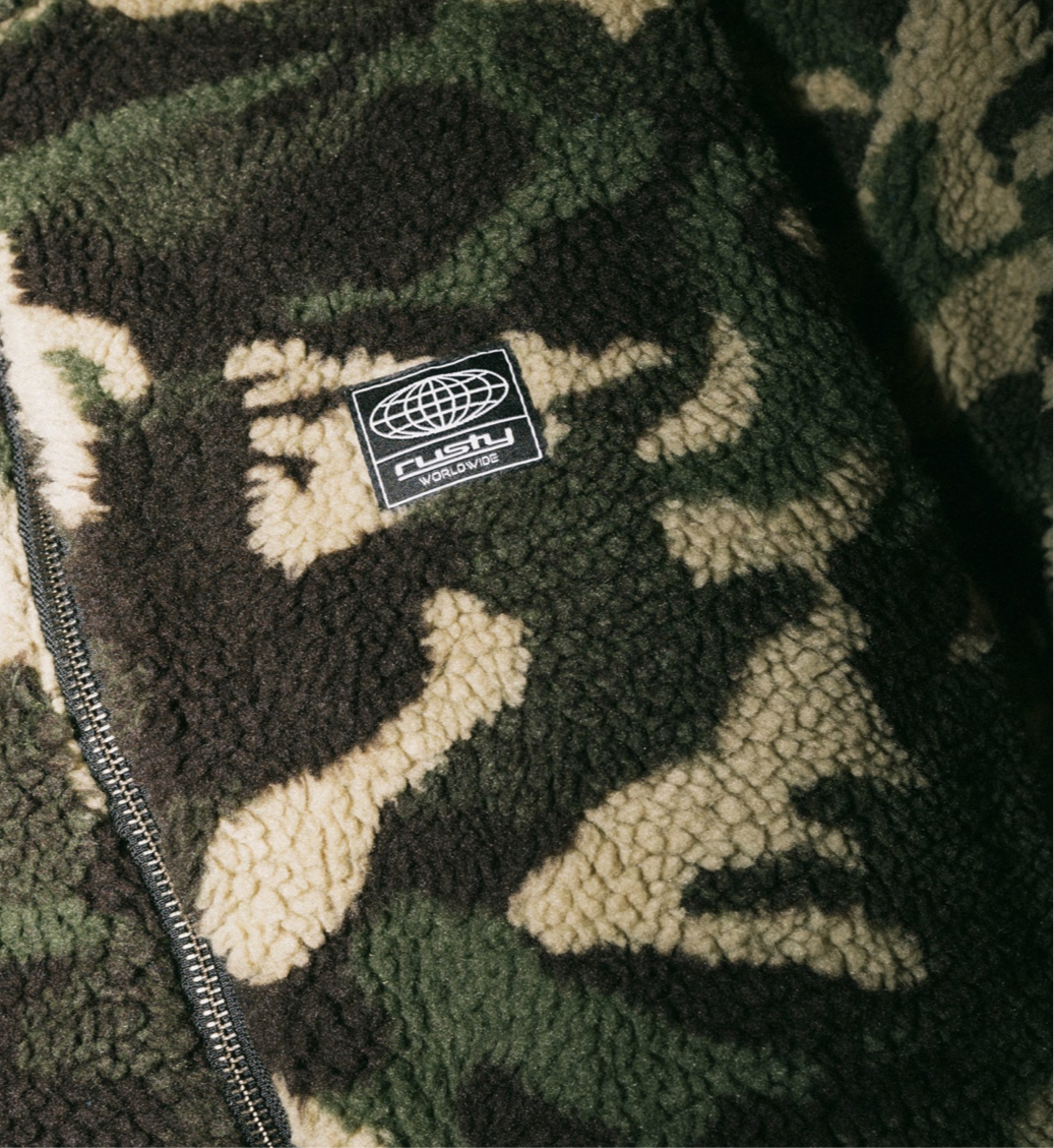 Camo Zip Through Sherpa Fleece
