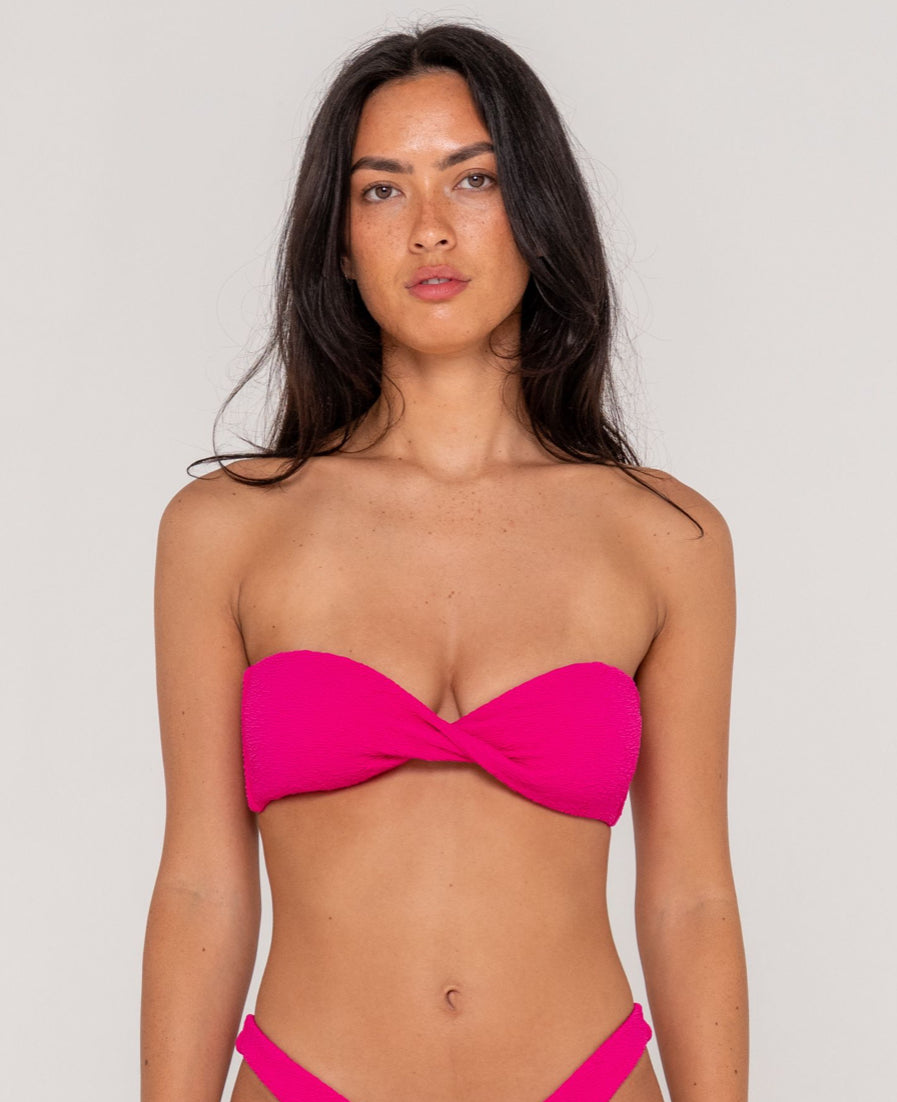 Sandalwood twist bandeau bikini top