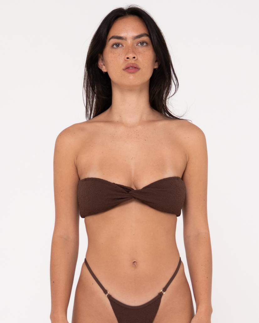 Sandalwood twist bandeau bikini top