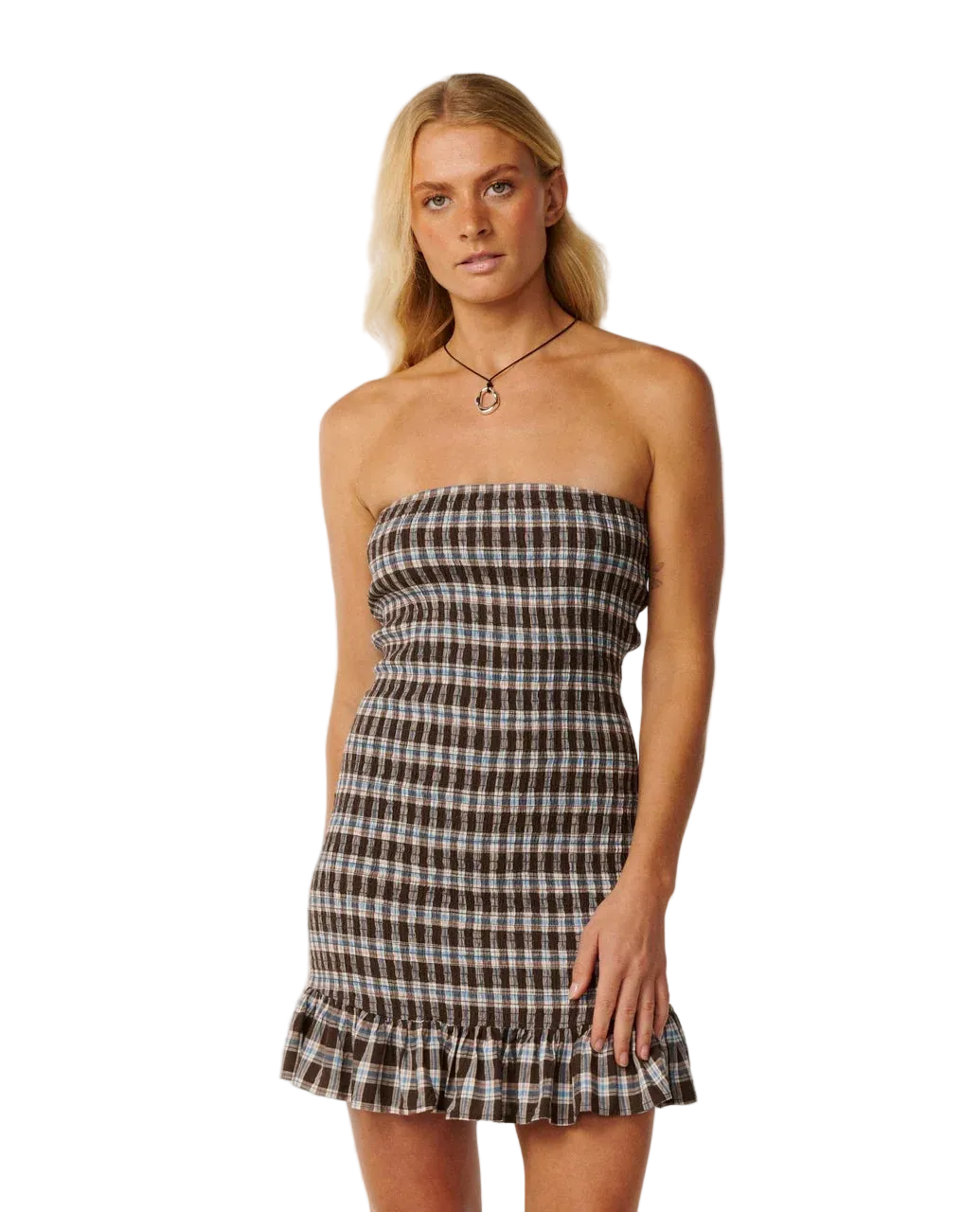 Paraiso Shirred Check Dress