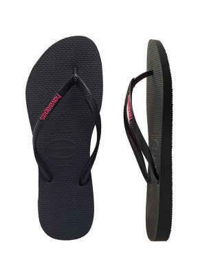 Slim rubber logo - black/neon pink