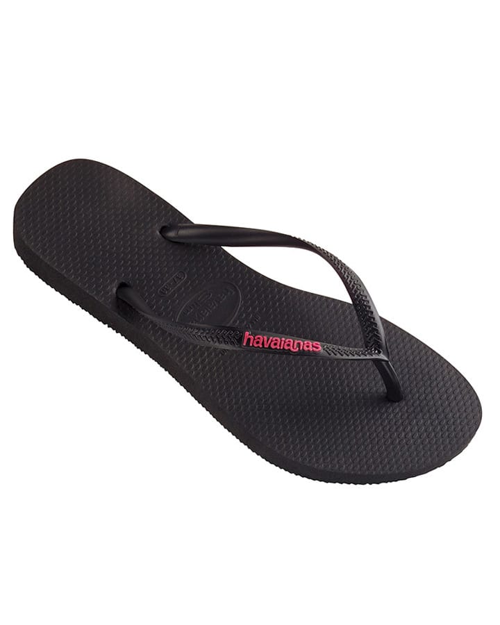 Slim rubber logo - black/neon pink