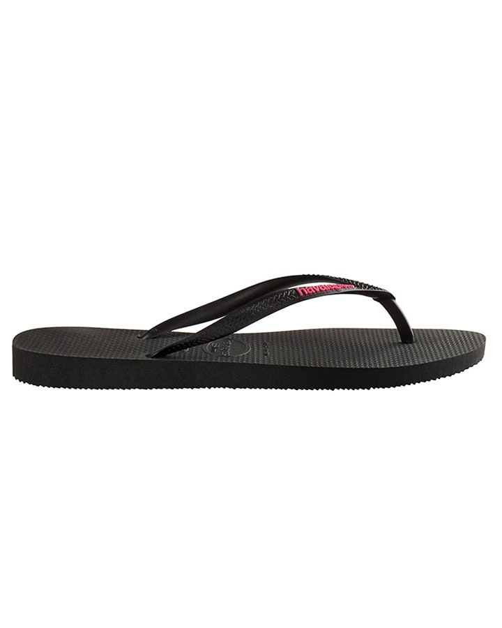 Slim rubber logo - black/neon pink