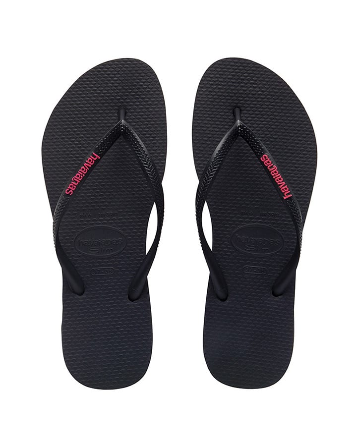 Slim rubber logo - black/neon pink