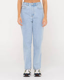 High straight mom jean
