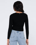 Charis low neckline long sleeve knitted top