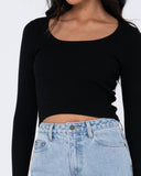 Charis low neckline long sleeve knitted top